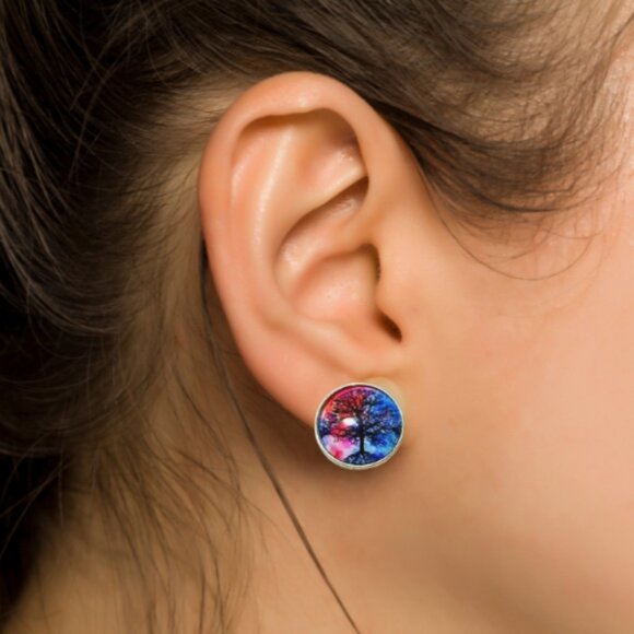 Trees In Nature Glass Post Earrings - Picture 2 of 3